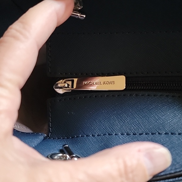 MICHAEL KORS Jet Set Large Saffiano Leather Shoulder Bag Navy Blue NWOT - Picture 5 of 16